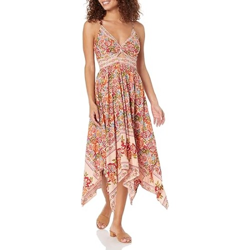 Angie-Womens-Spaghetti-Strap-Printed-Triangle-Cutout-Dres